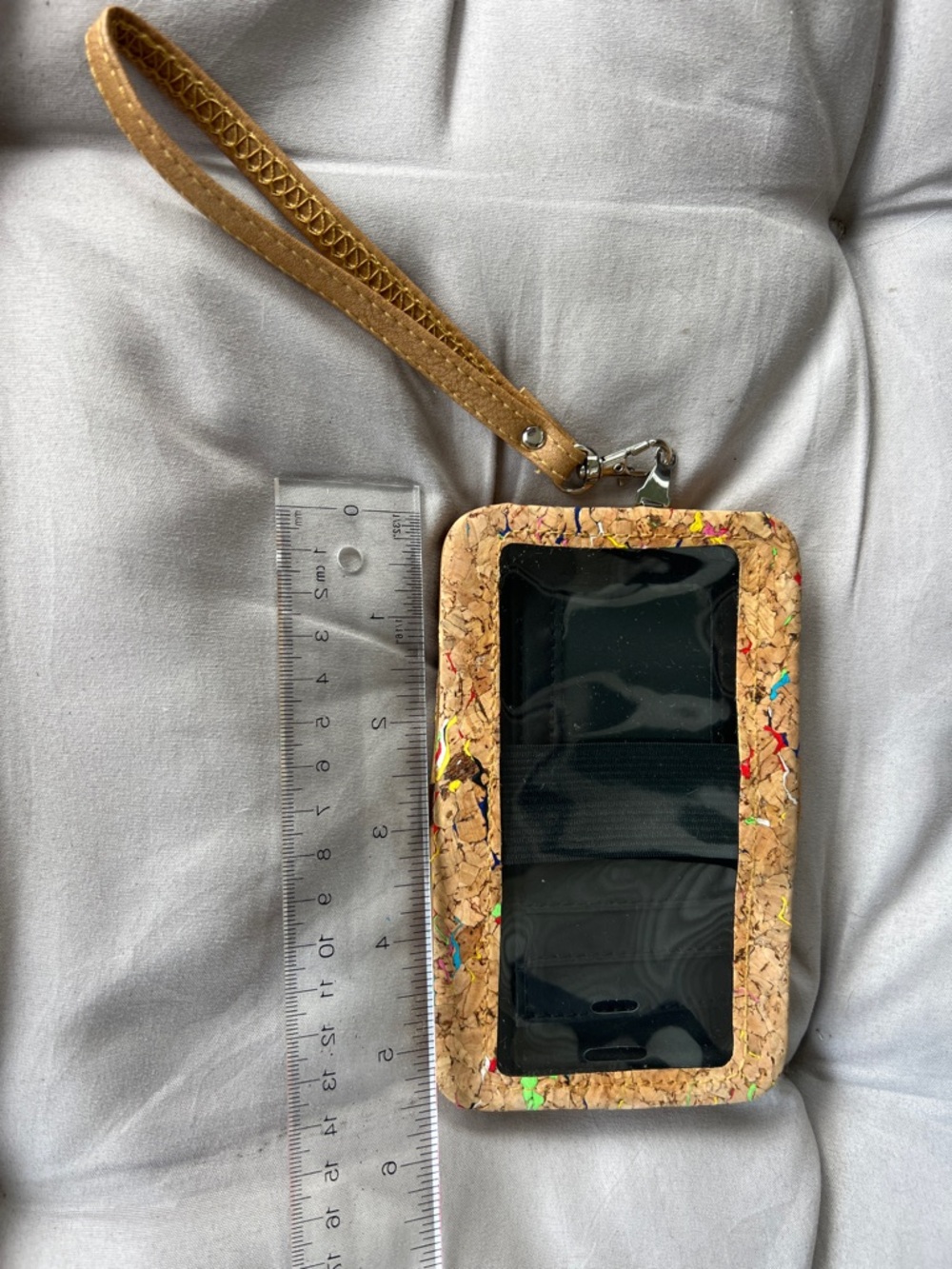 Cork Wristlet Phone ID Holder with Multicolor Flecks